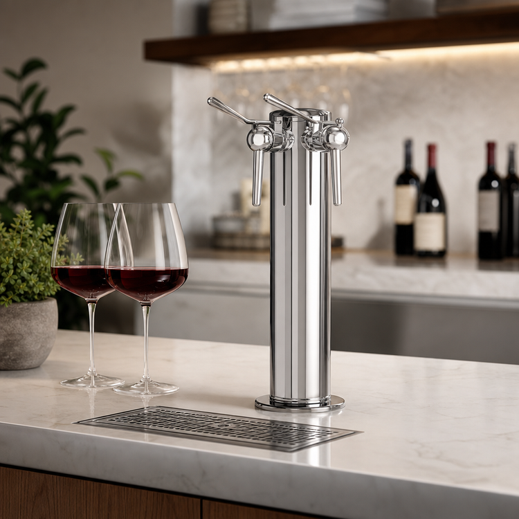 Product image #3 for Micro Matic Countertop Air-Cooled Single Column Wine Font with 2 Side Pull Faucets