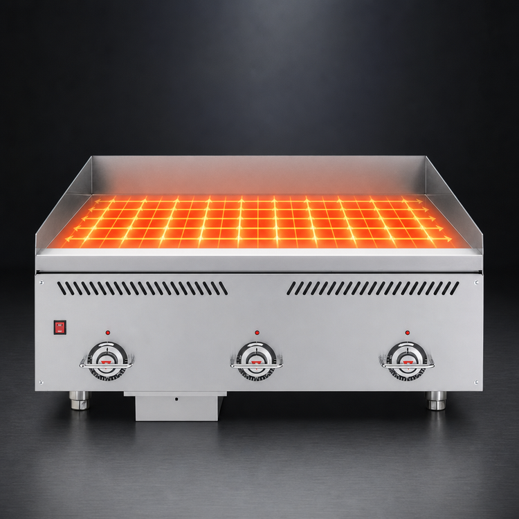 Product image #4 for Vulcan VCCG72-IR Heavy Duty 72-Inch Countertop Gas Griddle with 1-Inch Chrome Plate