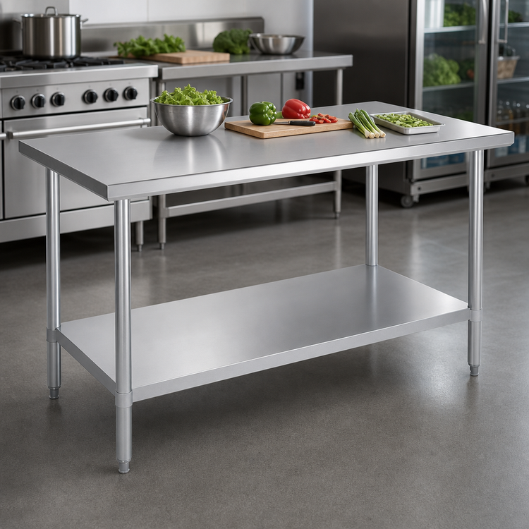 Product image #3 for Duke Manufacturing 48-Inch Stainless Steel Top Work Table with Galvanized Undershelf, 24-Inch Deep, 36-Inch High