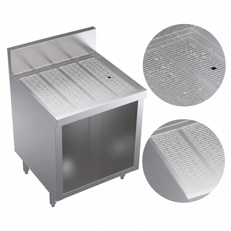 Product image #3 for Krowne Royal Series 24-Inch x 24-Inch Freestanding Underbar Drainboard Cabinet with Open Cabinet Base