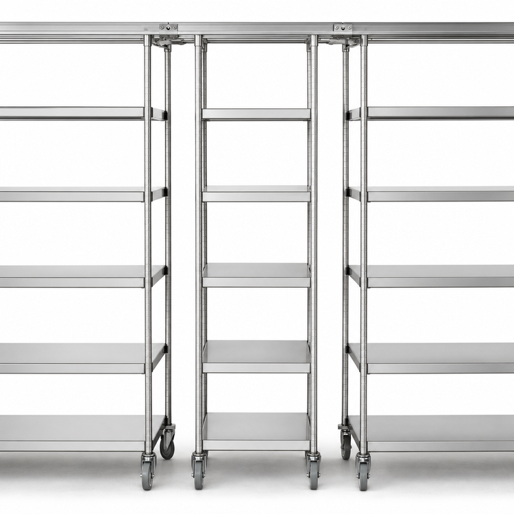 Product image #3 for Metro TOP-TRACK Super Erecta & Super Adjustable Stationary Intermediate Unit Kit, 21 Inch Wide x 86 Inch High, Stainless Steel Finish