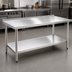 Thumbnail image #3 for Budget Series 144-Inch x 24-Inch 430 Stainless Steel Work Table with Rear Upturn and Adjustable Undershelf