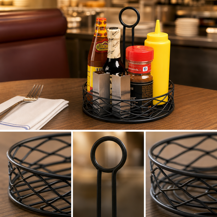 Product image #3 for Birdnest 7-3/4-Inch Round Wire Condiment Rack, Black Finish
