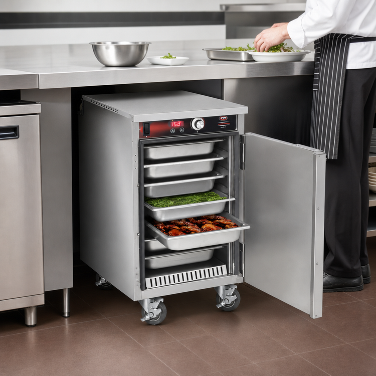 Product image #3 for Handy Line Mobile Undercounter Heated Holding Cabinet, 1 Compartment, Solid Door, Stainless Steel