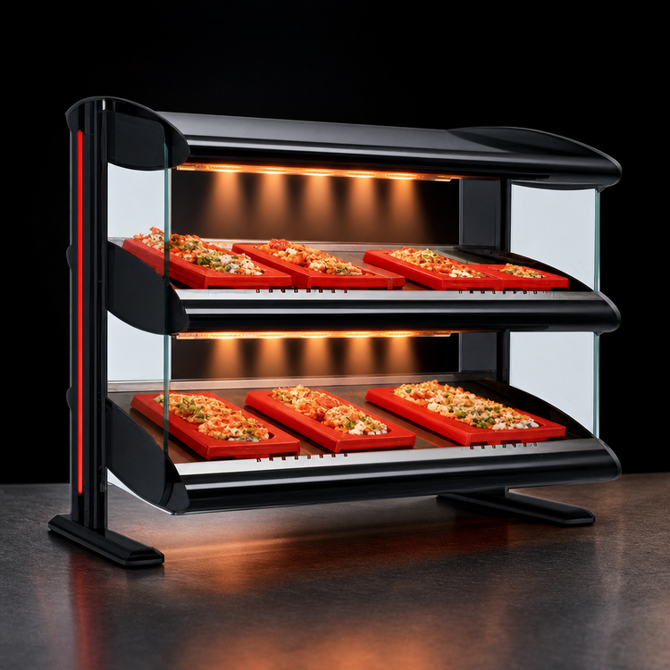 Product image #3 for Hatco Spot On® Dual Shelf Horizontal Heated Zone Merchandiser Warmer, 64-Inch Countertop