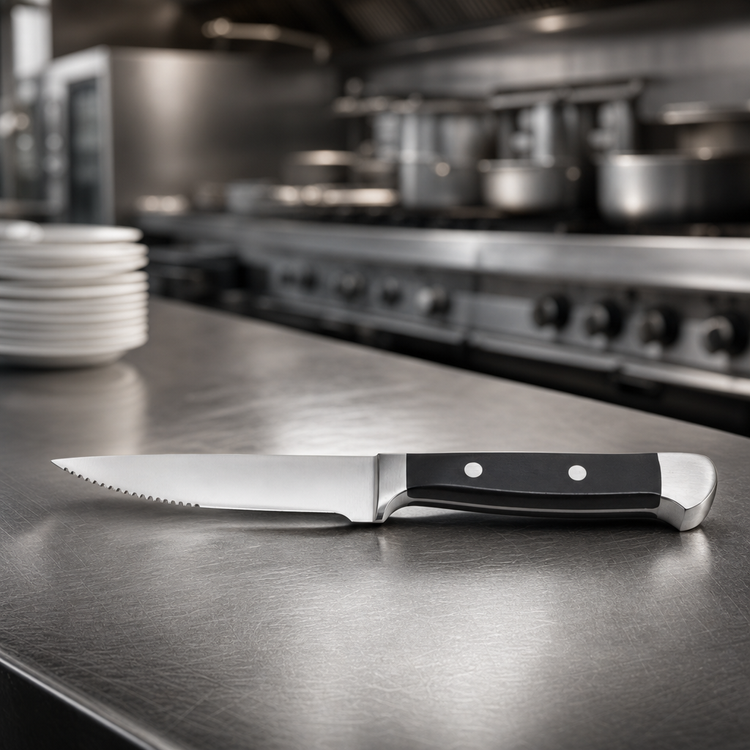 Product image #4 for Acero Heavy Duty Forged Stainless Steel Steak Knife with Black POM Handle, 11 Inch Overall Length, 5 Inch Blade