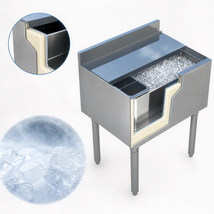 Product image #3 for Sapphire Manufacturing 18 x 18-1/2 x 30-Inch Underbar Ice Bin with 2-Piece Sliding Lid