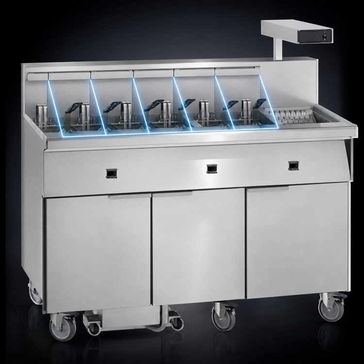 Product image #3 for Imperial IFSCB575ET Electric Floor Model 5-Tank Fryer with Built-In Filter System, 75 lb. per Tank