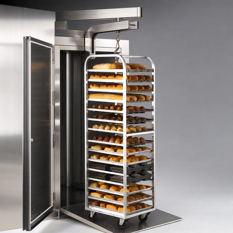 Product image #3 for Adamatic/Revent C-Style Roll-In Oven Rack, 12 Full-Size Pan Capacity, Single-Side Load