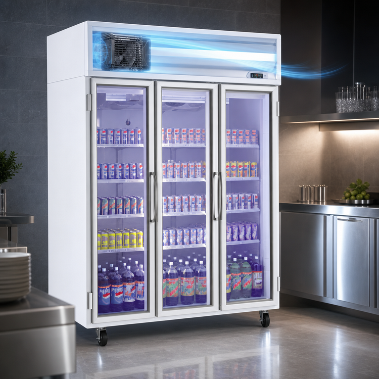 Product image #3 for Howard-McCray GR75-B 75 Cu. Ft. Three-Section Glass Door Refrigerator Merchandiser