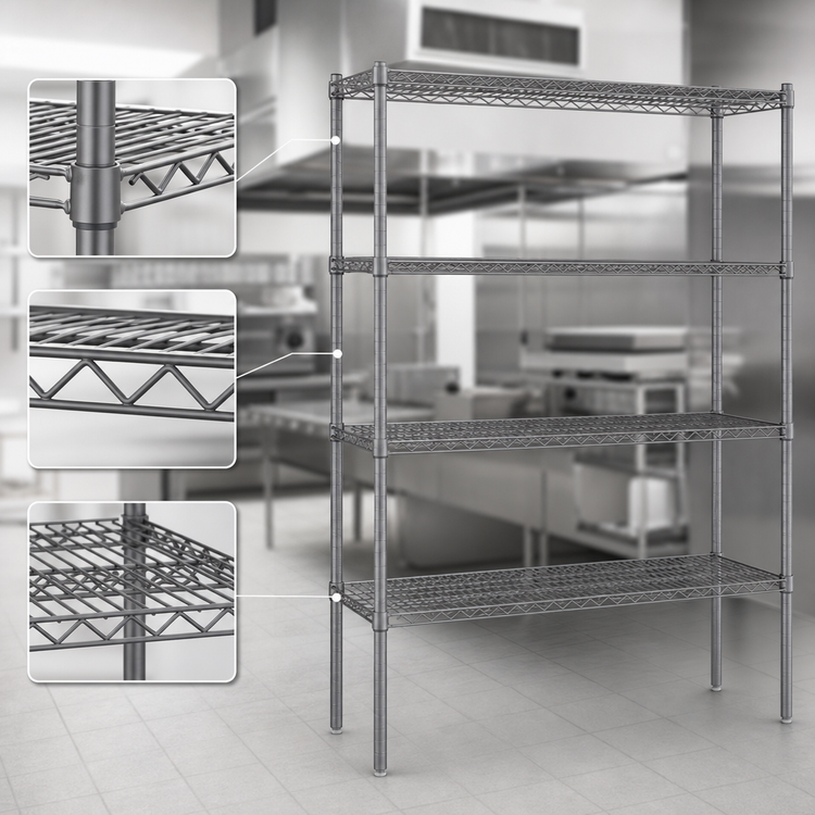 Product image #3 for Eagle Red-i-Pak 5-Tier Stationary Wire Shelving Unit, 48W x 18D x 63H, Pewter Gray Epoxy