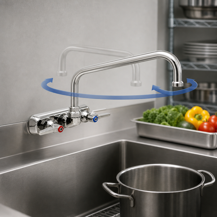 Product image #3 for T&S Deck-Mount Manual Faucet with 12-Inch Swing Spout, 4-Inch Centers, Low Lead