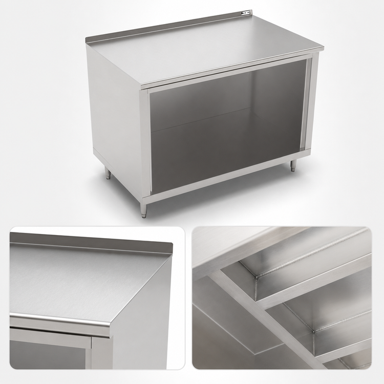 Product image #3 for John Boos 48-Inch x 24-Inch Open Front Cabinet Base Work Table with 14-Gauge Stainless Steel Top and 1-1/2-Inch Rear Riser