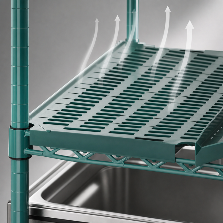 Product image #3 for QuadPlus 72-Inch x 18-Inch Louvered Green Polymer Shelf Mat with QuadTruss Wire Frame and MICROGARD
