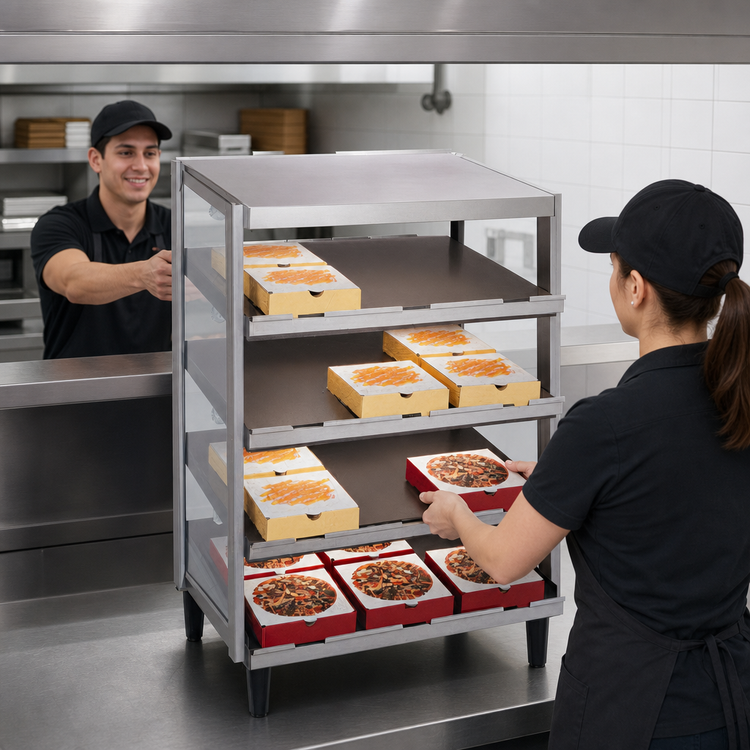 Product image #3 for Hatco Glo-Ray® Countertop Pass-Thru Pizza Warmer with Quad Slant Shelves, 48 x 18 in.