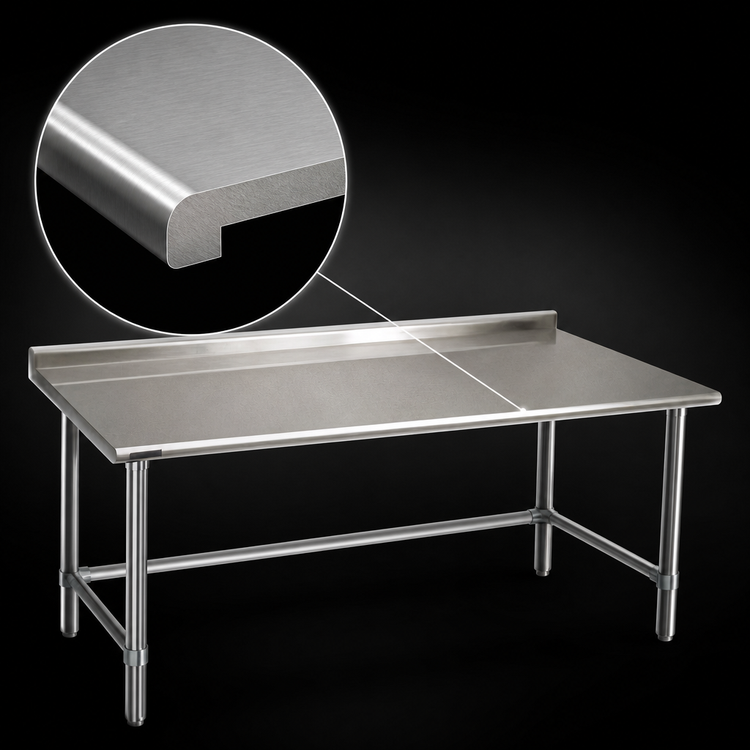 Product image #3 for Spec-Master 48-Inch x 36-Inch Stainless Steel Work Table with 1-1/2-Inch Rear Upturn and Galvanized Tubular Base