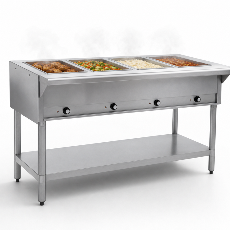 Product image #3 for Eagle Group 63-1/2 Inch Wide 4-Well Open Base Electric Hot Food Table, 240V