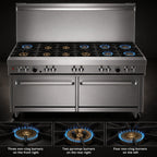 Thumbnail image #3 for Southbend (Middleby) Ultimate 4602DC-5R 60-Inch Gas Range with 9 Open Burners, Standard Oven, Cabinet Base, and Backriser Shelf