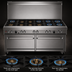 Thumbnail image #3 for Southbend Ultimate 60-Inch Gas Restaurant Range with 9 Open Burners, Standard Oven, Cabinet Base, and Backriser Shelf