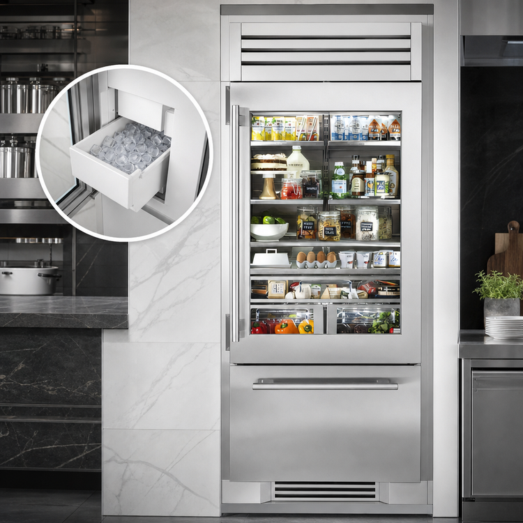 Product image #3 for 36-Inch One-Section Reach-In Refrigerator/Freezer Column with Built-In Ice Maker, Low-E Glass Door, and Stainless Drawer