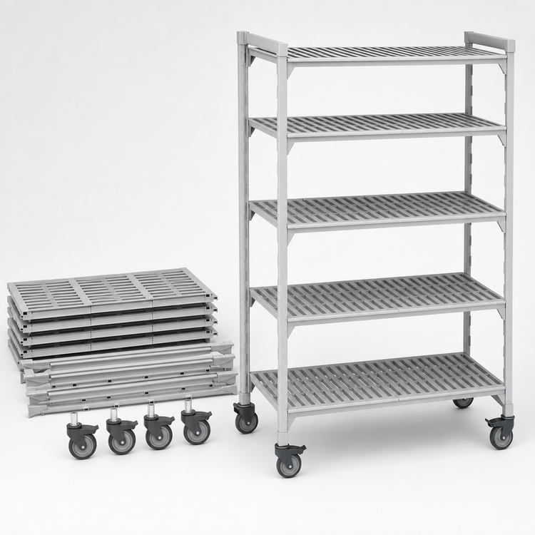 Product image #4 for Cambro Camshelving Premium 5-Tier Vented Mobile Starter Shelving Unit, 24" D x 48" L x 67-1/4" H
