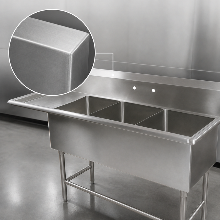 Product image #3 for John Boos Pro-Bowl 3-Compartment Sink with Left Drainboard, 14-Gauge Stainless Steel