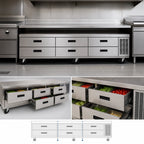 Thumbnail image #3 for Delfield Low Profile F29110CP Refrigerated Equipment Stand, 110-1/4-Inch Wide, 6 Drawers, Three-Section