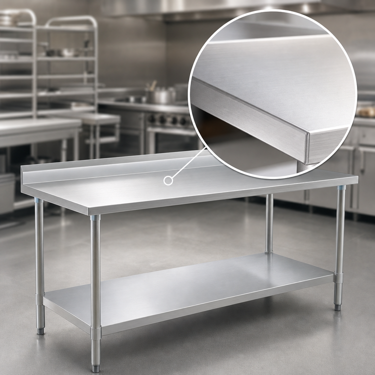 Product image #3 for Eagle Budget Series 84-Inch x 36-Inch Stainless Steel Work Table with 4-1/2-Inch Backsplash and Adjustable Undershelf