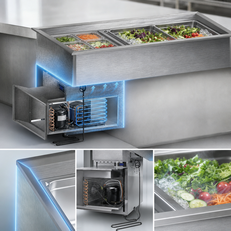 Product image #3 for Randell RCP-2 Drop-In Wrapped Coldwall Refrigerated Cold Pan, 2 Full-Size Pan Capacity, Self-Contained, 115V