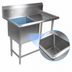 Thumbnail image #3 for John Boos Pro-Bowl 1-Compartment 14 Gauge Stainless Steel Sink with Right Drainboard