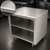 Thumbnail image #3 for Advance Tabco 96-Inch x 36-Inch 14 Gauge 304 Stainless Steel Flat Top Work Table with Open Front Cabinet Base and Mid-Shelf