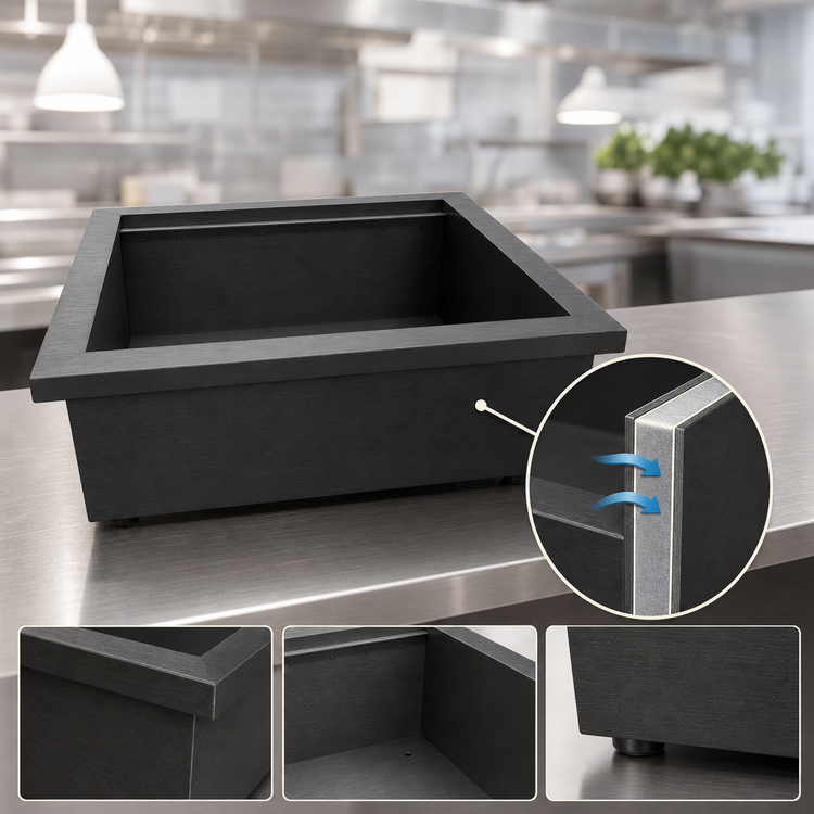 Product image #3 for Tablecraft Portable Insulated Double Ice Well, Fits 2 Full-Size Pans, Black Brushed Finish, Without Lid