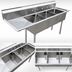 Thumbnail image #3 for Omcan USA 3-Compartment Pot Sink with Left Drainboard, 24 x 24 x 14-Inch Bowls, 304 Stainless Steel