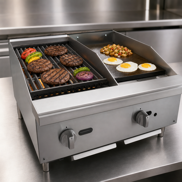 Product image #3 for Comstock-Castle 24-Inch Countertop Gas Griddle / Char-Broiler Combo