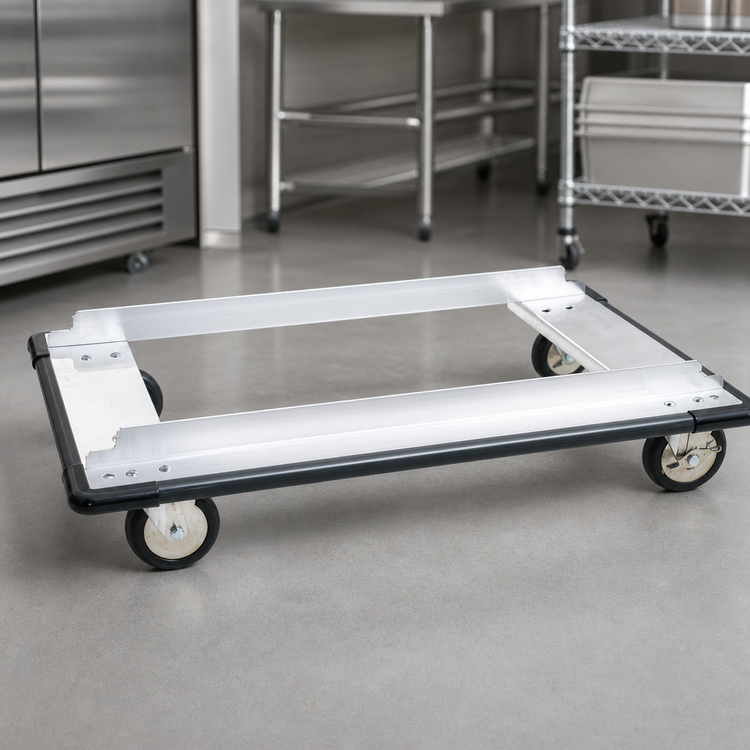 Product image #3 for Metro Super Erecta Aluminum Stock Truck Dolly, 60" W x 24" D, Wraparound Bumper, 2 Swivel and 2 Brake/Lock Casters