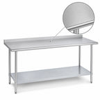 Thumbnail image #3 for Duke Manufacturing 416-36108-2R 108 x 36-Inch Stainless Steel Work Table with 1-1/8-Inch Straight Riser and Galvanized Undershelf