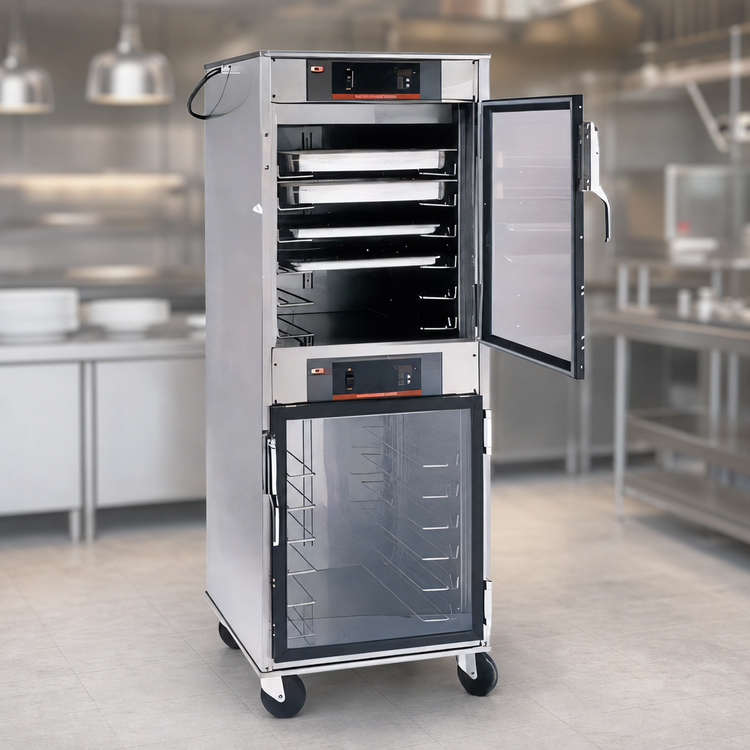 Product image #3 for hotLOGIX HL8-12 Full Height Insulated Stainless Steel Heated Holding Cabinet, 2 Compartment