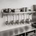 Thumbnail image #3 for John Boos Stallion Wall-Mounted Stainless Steel Pot Rack Shelf with 5 Hooks, 60W x 18D x 13H