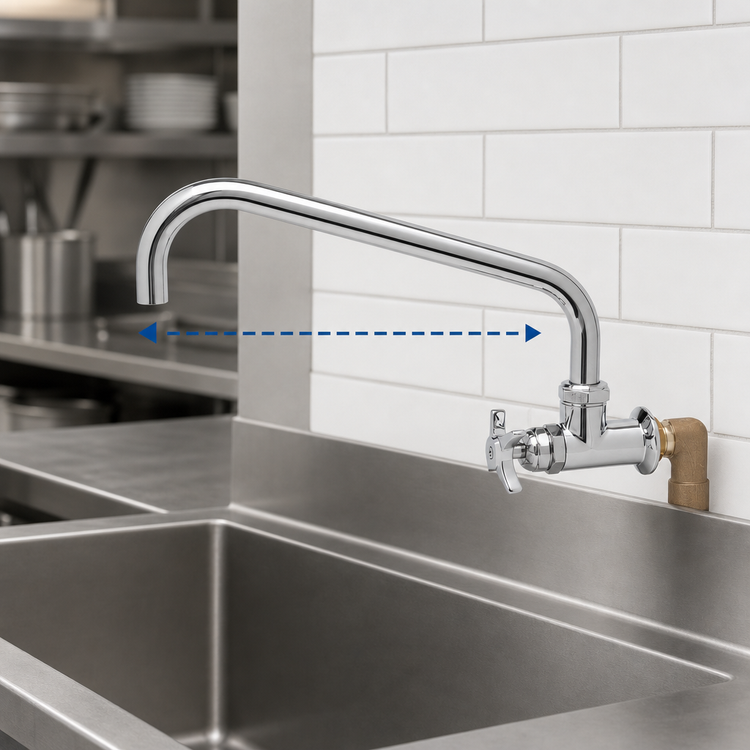 Product image #3 for T&S Brass Big-Flo Single Wall-Mount Faucet with 14-Inch Swing Nozzle and 4-Arm Handle