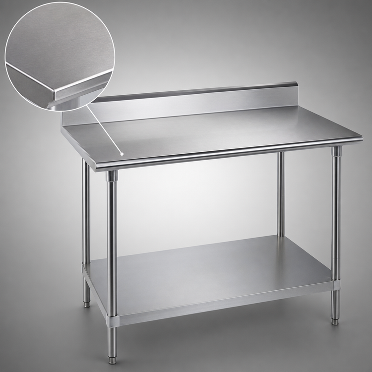 Product image #3 for Advance Tabco 108-Inch x 30-Inch Stainless Steel Work Table with 5-Inch Backsplash and Undershelf