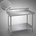 Thumbnail image #3 for Advance Tabco 108-Inch x 30-Inch Stainless Steel Work Table with 5-Inch Backsplash and Undershelf