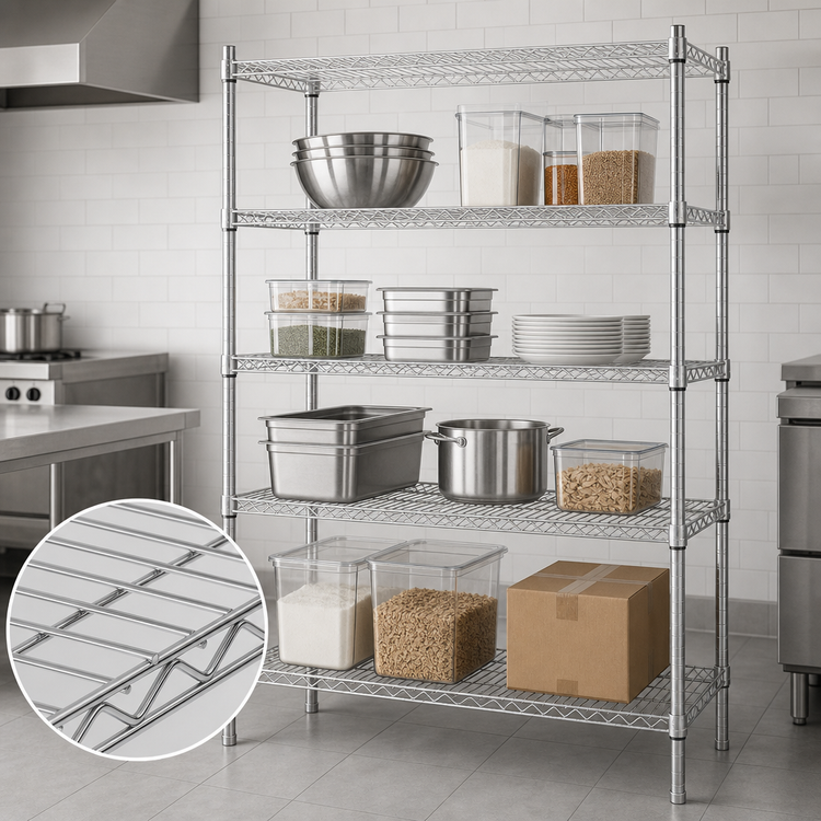 Product image #3 for Advance Tabco Special Value Series 4-Shelf Stationary Wire Shelving Unit, 60 x 18 x 74 Inches, Chrome Finish