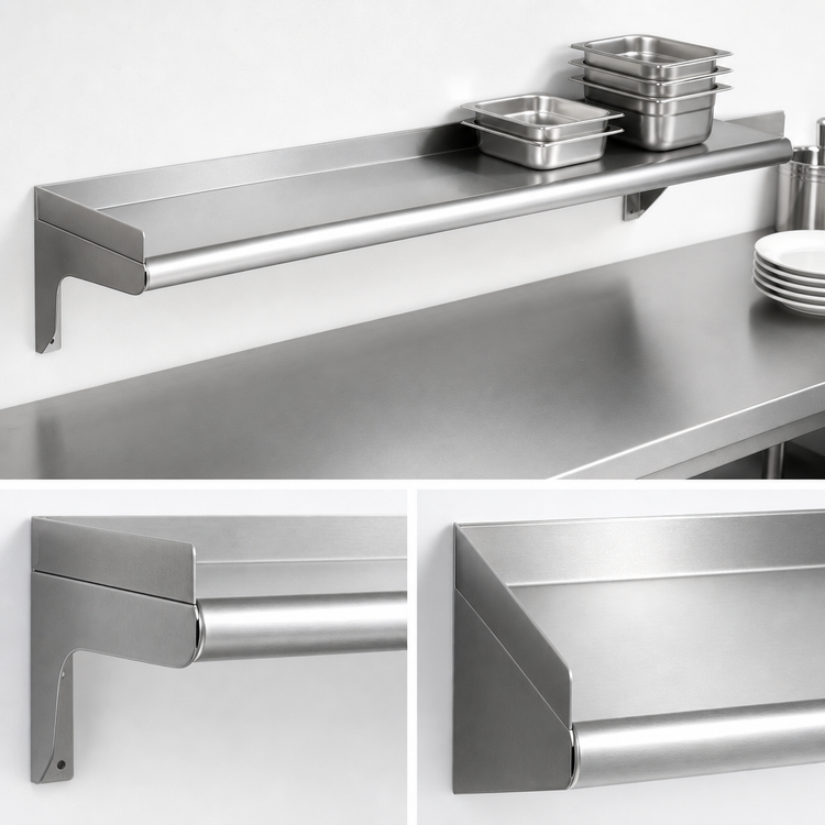 Product image #3 for Eagle Group 60-Inch x 12-Inch Wall-Mounted 304 Stainless Steel Shelf, 14 Gauge