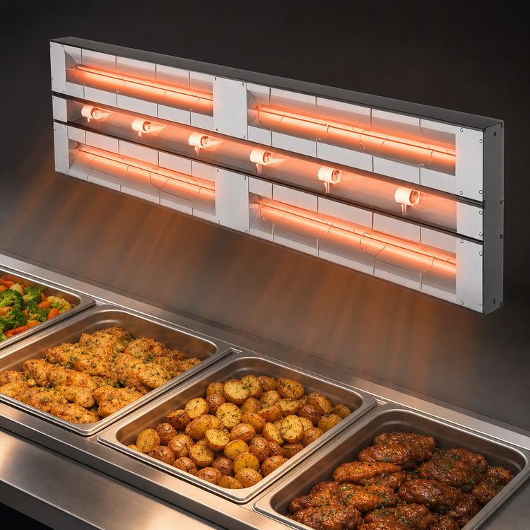 Product image #3 for Hatco Glo-Ray Aluminum Max Watt Dual Infrared Strip Heater, 66 Inch Wide, 6-Inch Spacer, Unlighted