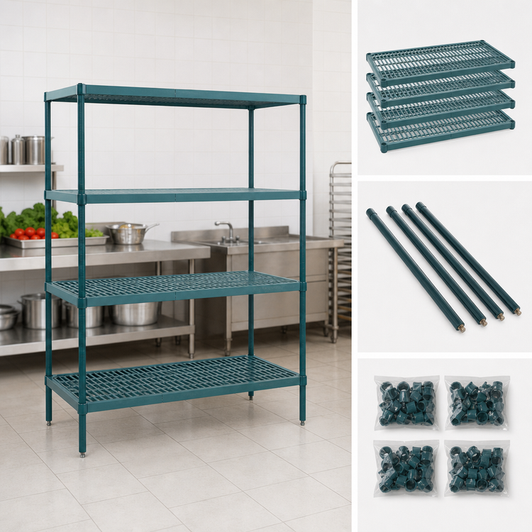 Product image #3 for Super Erecta Pro 24-Inch x 24-Inch x 74-Inch Stationary Polymer Shelving Starter Unit, 4 Shelves