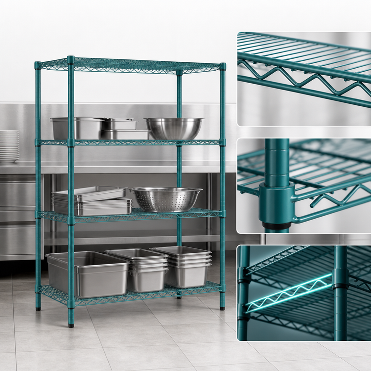 Product image #3 for EagleGard 4-Tier Stationary Starter Wire Shelving Unit, 72W x 21D x 63H, Hybrid Epoxy Finish