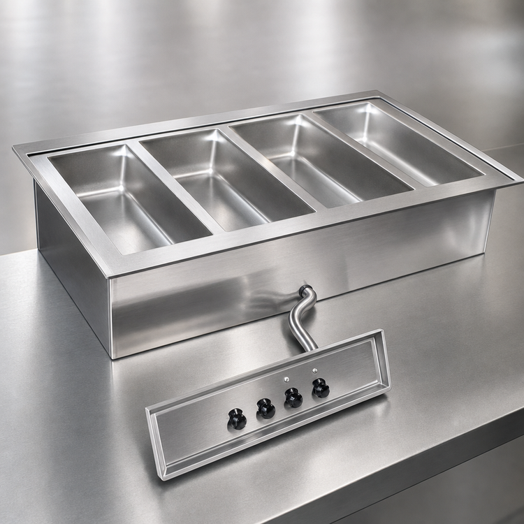 Product image #3 for Eagle Group SGDI-4 Drop-In Hot Food Well Unit, 4 Full-Size Wells with Drain