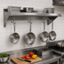 Thumbnail image #3 for 60 Inch Wall-Mount Stainless Steel Pot Rack Overshelf with 5 Hooks