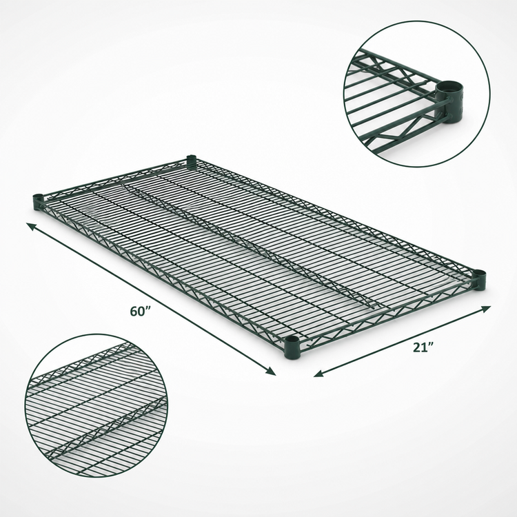 Product image #4 for Winco 60 x 21 Inch Epoxy-Coated Green Wire Shelf