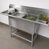 Thumbnail image #3 for John Boos Pro-Bowl 2-Compartment Stainless Steel Sink with Dual Drainboards and 10 Inch Backsplash, 71-1/4 Inch Wide